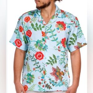 Floral Print Men's Shorts & Collared Shirt set floral S Linen look